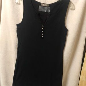 Black tank top with rhinestones. Size Large